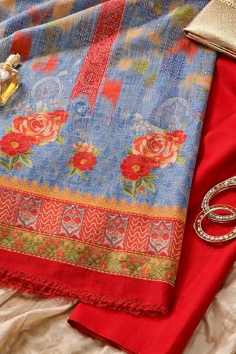 Image of Women's Cotton Blend Unstitched Kurti Set for Women | A-Line Style Dress Material | 2-Piece Traditional Ethnic Wear Suit Fabric