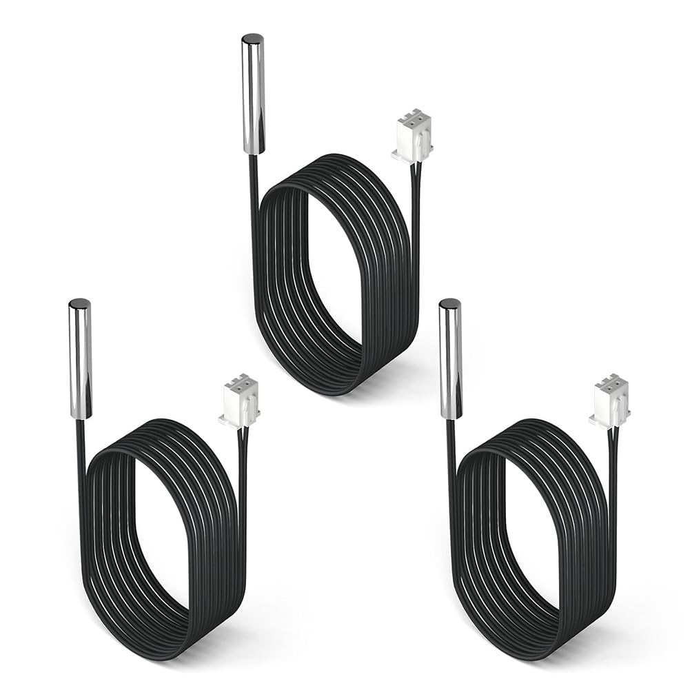 Littimoon -Temp Sensor 1M Waterproof 10K 3-Pack Temperature Sensor Probe in Stainless Steel Housing