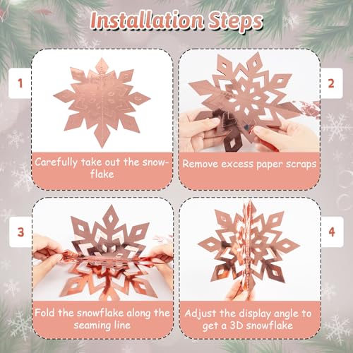 Image of Snowflake Decorations, Paper Christmas Hanging Decor Indoor, 24-Pc