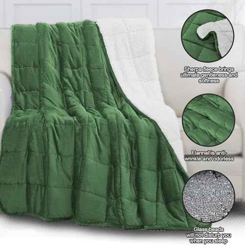 Image of yescool Weighted Blanket for Adults (15 lbs, 60 inch x 80 inch, Emerald Green) Heavy Blanket for Sleeping Perfect for 140-160 lbs, Queen Size Breathable Blanket with Premium Glass Bead
