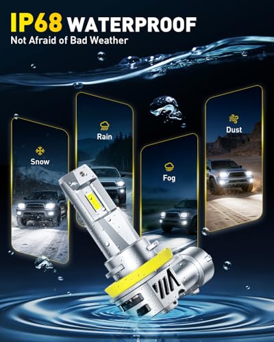 Image of AUXITO H11 H8 H9 LED Bulbs Combo, 15X Brighter, 5-Min Install, IP68, 2 Pack
