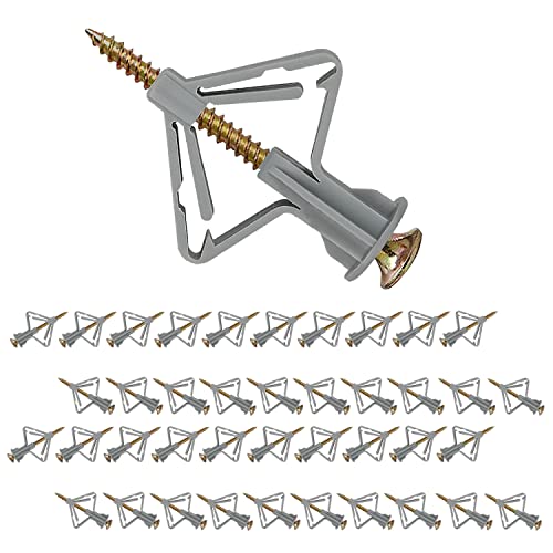 Plasterboard Fixings 40 Sets (80pcs),Drywall Screws and Rawl Plugs