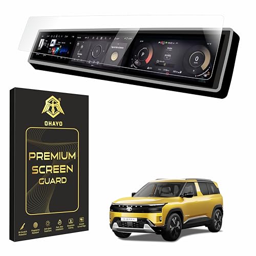 Image of OHAYO Matte Screen Protector Set for Tata Sierra 2025, 2026 & 2027 Facelift Top Model | 12.3 Inch Triple Display Protection for Infotainment Screen, Steering Instrument Cluster & AC Control Panel | Anti Fingerprint, 9H Hardness, Military Strength Scratch Resistant Film | Not Tempered Glass