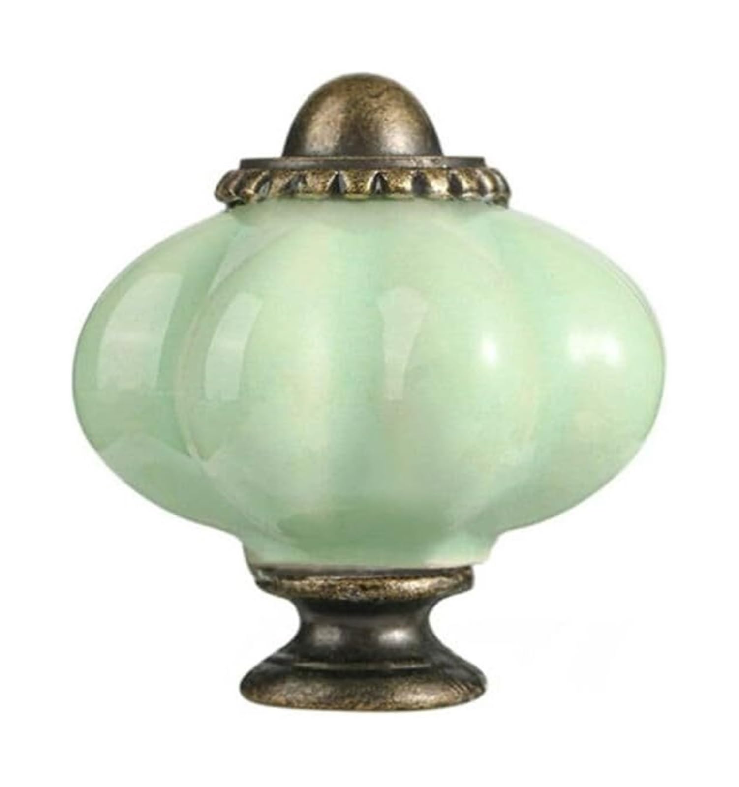 Opeximatun Style11 Drawer Knobs, Retro Single Hole Ceramic Pumpkin Handle Round Vintage Cabinet Knob European Style(Style11)