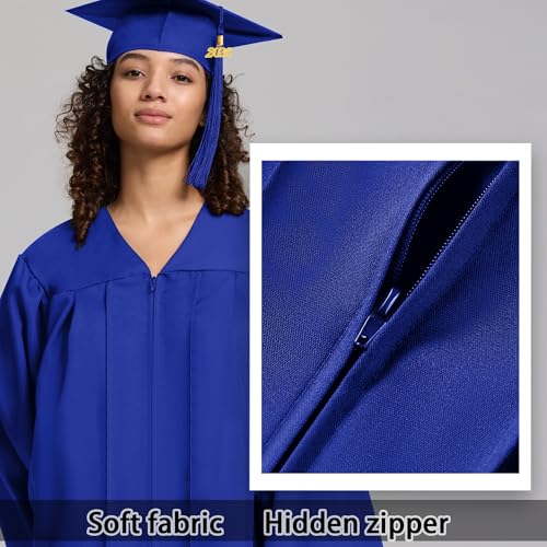 Image of 2026 Graduation Cap and Gown Matte Unisex for High School Bachelor | Heavyweight Matte Polyester, Zipper Closure, Adjustable Cap with 2026 Tassel, Sizes 39-60, Bulk Orders Available