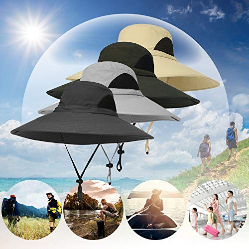 Andoer Chapéu ao ar livre aba larga respirável pesca Safari chapéu boné