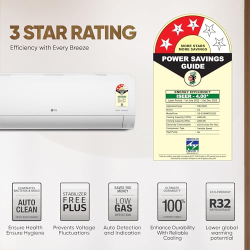 Image of LG 1.5 Ton 3 Star, Wi-Fi & Energy Manager+, DUAL Inverter Split AC (Copper, AI+ Convertible 6-in-1, Diet+ Cooler Mode, 4 Way Swing, HD Filter with Anti-Virus Protection, US-Q18HWXE, White)