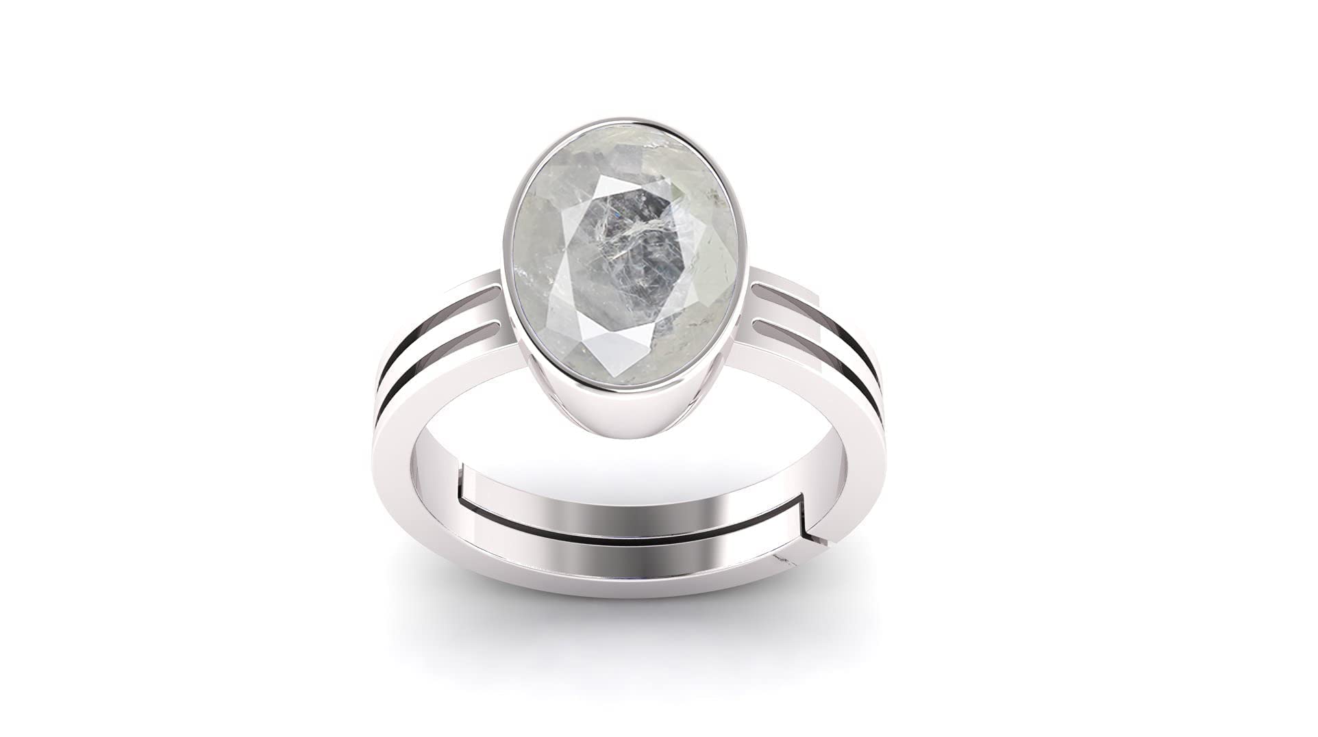 Gems AA++ Quality Certified 6.25 Ratti / 5.40 CaratAshtadhatu Adjaistaible Silver Ring Unheated Natural White Sapphire Pukhraj Loose Gemstone-image-45