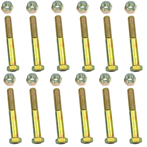 Image of Grade 2 Shear Bolts 1 /2 inch x 3-1 /2 inch for Rotary Cutter,Tractor Gearbox,by Color Galvanization with Nylon Lock Nut Kit,by Metalsuberg .(12pcs Pack)