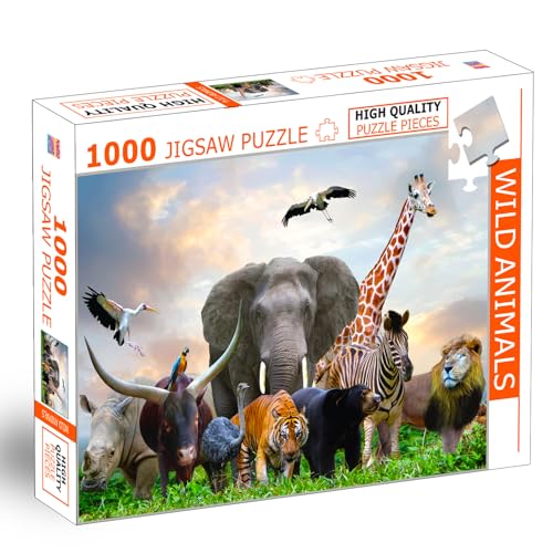 Image of Wild Animals Jigsaw Puzzle - 1000 Piece Puzzle | Safari & Jungle Wildlife Brain Game | Gift for Puzzle Lovers and Nature Enthusiasts