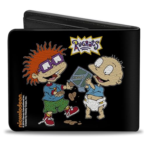 Rugrats Men's Standard Buckle-Down PU Bifold Wallet Chuckie & Tommy w/Cookies, Multicolor, 4.0" x 3.5"2