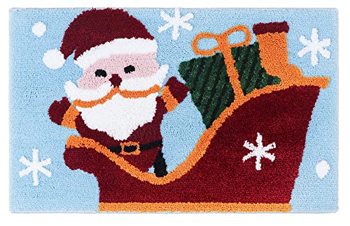 Xmas Tapis de bain Père Noël - Antidérapant - Tapis de bain - Tapis de douche - Séchage rapide - Tapis de salle de bain (Père Noël, 45 x 65 cm) Cover