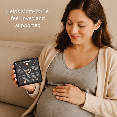 LOTUS-A Pregnancy Gifts for First Time Moms - Sterling Silver S925 Interlock Heart Pendant Necklace with Message Card Mother To Be Soon Present for Expecting Pregnant Women 6