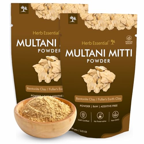 Image of Herb Essential Multani Mitti Powder | Exfoliating, Soothing, Nourishing, Smoothening Face, Skin and Hair | 100% Natural, 100g (Pack of 2)