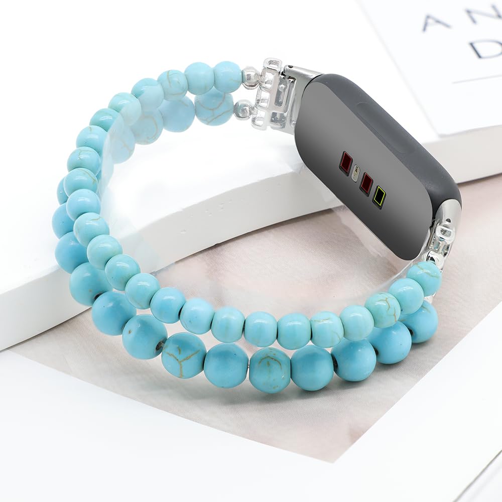C&L Accessories Bransoletki kompatybilne z zegarkiem Fitbit Inspire 3 dla kobiet, z koralikami, regulowane paski zastępcze z kamieniami szlachetnymi