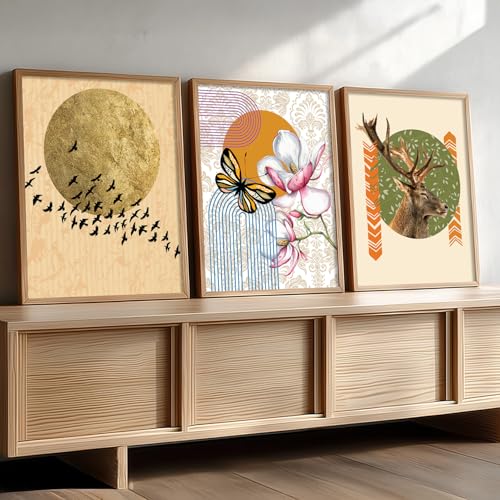 Image of kotart Paintings Modern Art Wall Decor Framed Paintings for Bedroom Room Living Room - Framed Wall Posters /Paintings with Frame - Painting for Wall Decoration - Set of 3 - D (Art 5, 10x13 inch)