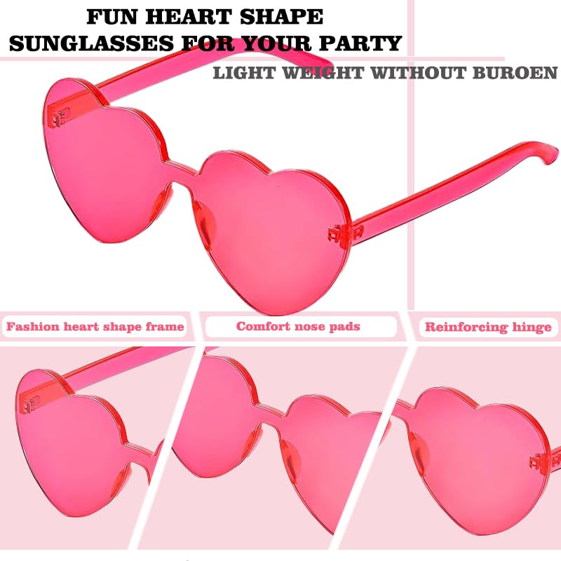 Heart Shaped Sunglasses，Kids Rimless Heart Shaped Sunglasses Heart Glasses Bachelorette Bride Party Favor3