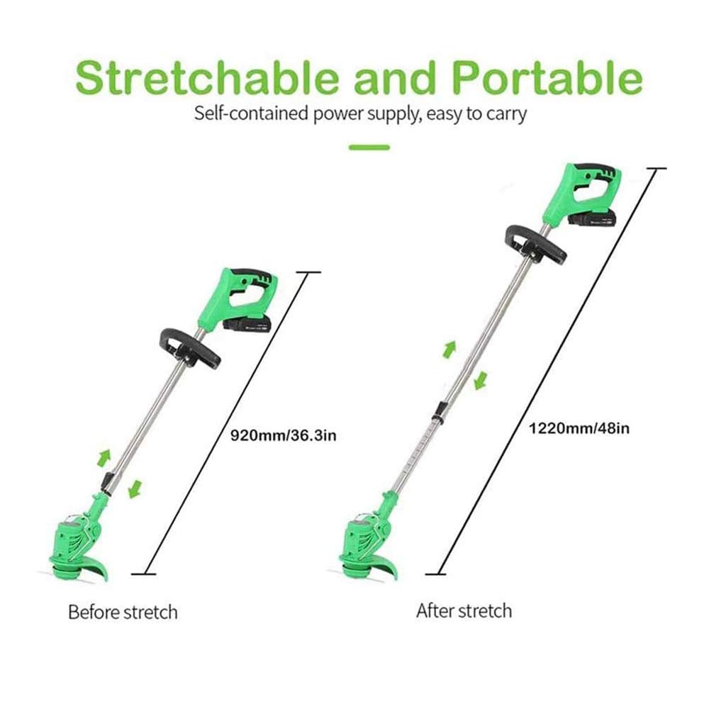 WRISCG Cortacésped Inalámbrico Jardín Cortacéspedes y Herramientas eléctricas para Exteriores Lncluir Batería+Cargador+Cuchilla Redonda+Hoja de Metal+Cuchilla de plástico,21V