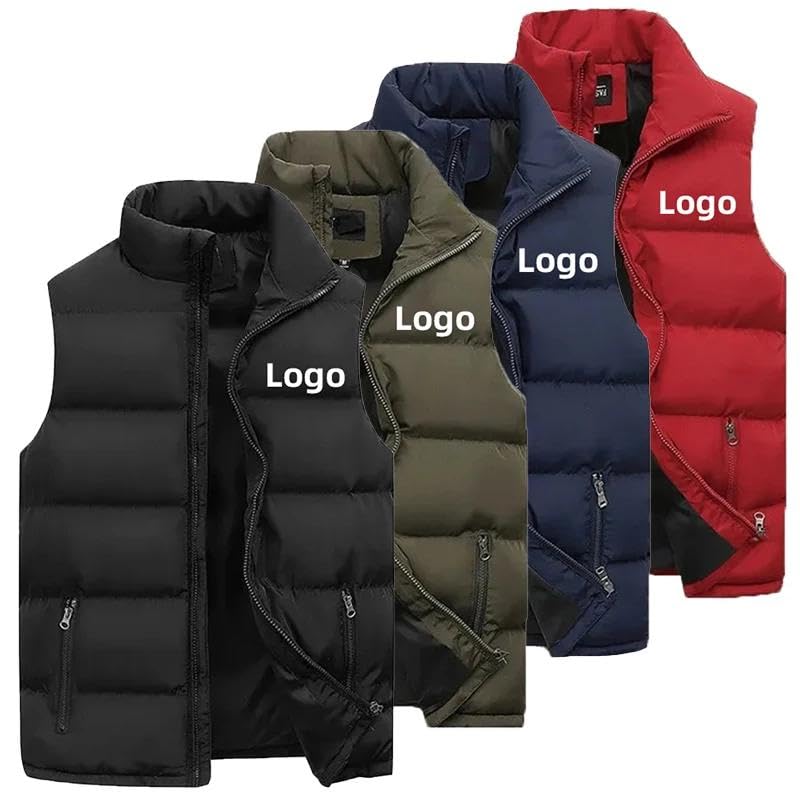 Custom Logo Autumn Winter Men Coats Jackets Vest Fashion Thick Stand Collar Cotton Personalized Jacket Sleeveless4