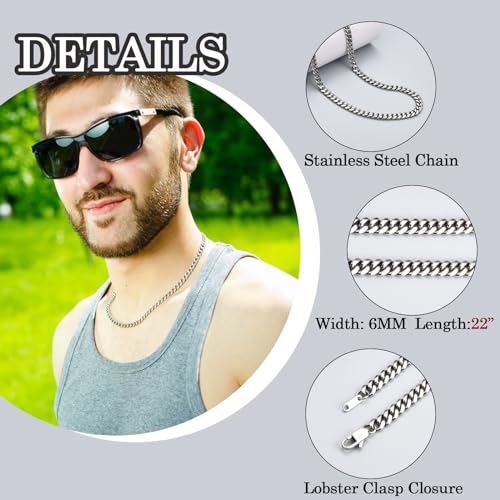 Gifts for Teens Boys Men, 6MM Cuban Link Chain Necklace for Him Boyfriend Husband Son Grandson Nephew Brother Friend -Easter Basket Stuffers Birthday Christmas Graduation Fathers Day Valentines Gifts3