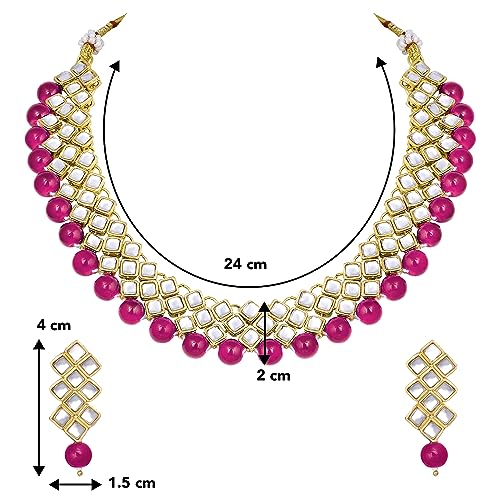 Image of Peora Kundan Faux Pearl Necklace & Jewelry Set Gift for Women