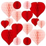 Corazones De Nido Abeja, Decoraciones De Corazón Colgantes, 16 Pompones De Papel Colgantes De Color Rojo Y Rosa Claro, Decoración Romántica Para Aniversario, Boda, Compromiso, Propuesta De Fiesta