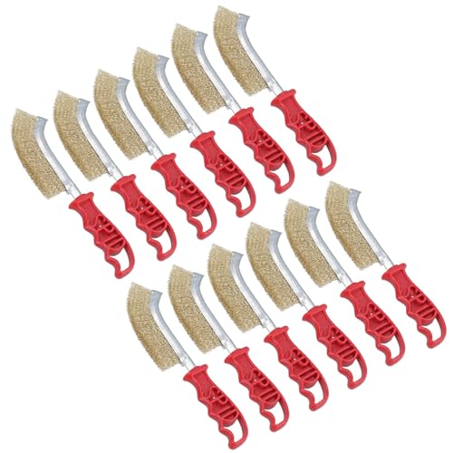 Italian Brass Coated Wire Spid Brush Rust Removal Cleaning Hand Brush 12 Pack