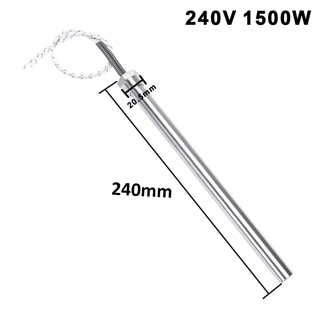 DERNORD Élément chauffant 240 V 1500 W avec bride de 1,27 cm - Tube unique - Multifonction - En acier inoxydable - Cartouche chauffante