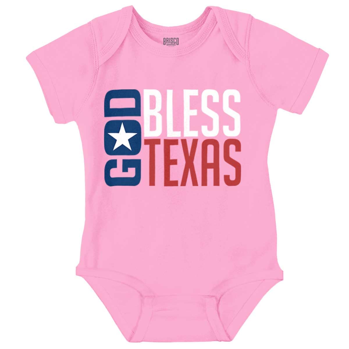 Brisco Brands God Bless Texas Cute Christian Pride Baby Romper Boys or Girls