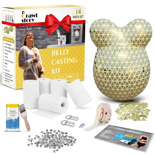 Image of Crawl Story Belly Casting Kit for Pregnant Women | Complete 17-Piece DIY Pregnancy Keepsake with Plaster Cloth Roll, 12 Acrylic Paints & Hanging Hardware | Perfect Baby Shower Gift for Expecting Moms