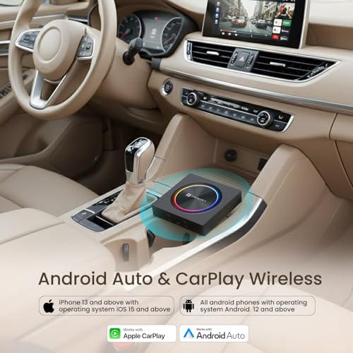 Image of Portronics Tune Prime CarPlay & Android Auto Adapter, Stream YouTube, Netflix, JioHotstar on Car Screen, Converts Wired to Wireless, Qualcomm Octacore Snapdragon, Built-in GPS, 4G SIM Slot, 4GB + 64GB