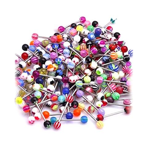 Golden Beads Surgical Steel Tongue Barbell Rings Cover