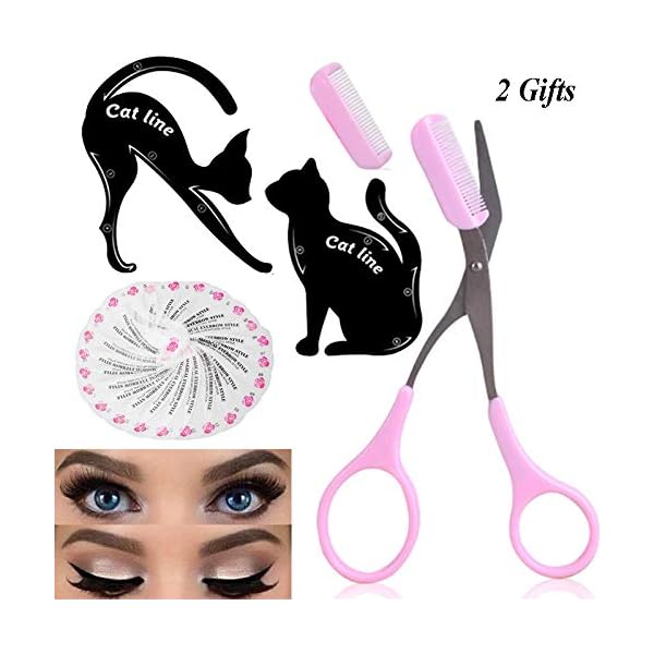 Eye-Makeup-Tool-Kit-for-Women-Cat-Eyeliner-Stencil-24-Shapes-Eyebrow-StencilEyebrow-Trimmer-Scissors-With-Comb-Hair-Remover-Beauty-Tools Eye Makeup Tool Kit for Women Cat Eyeliner Stencil / 24 Shapes Eyebrow Stencil/Eyebrow Trimmer Scissors With Comb Hair…