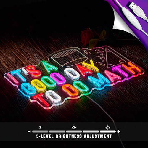 Image of It's A Good Day To Do Math Neon Sign Colorful LED Light for Classroom Wall Decor Math Teacher Lover Student Gift Home Office Study Room Fun and Inspirational Math-Themed Neon Light