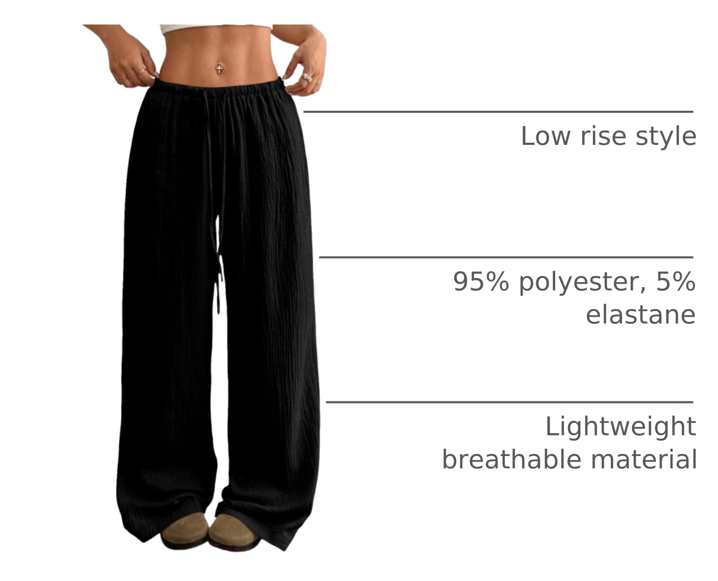 Acelitt Women’s Wide Leg Palazzo Pants Casual Loose Lounge Pants Beach Trousers with Pockets(Too Large, Please Size Down): X-Large Black