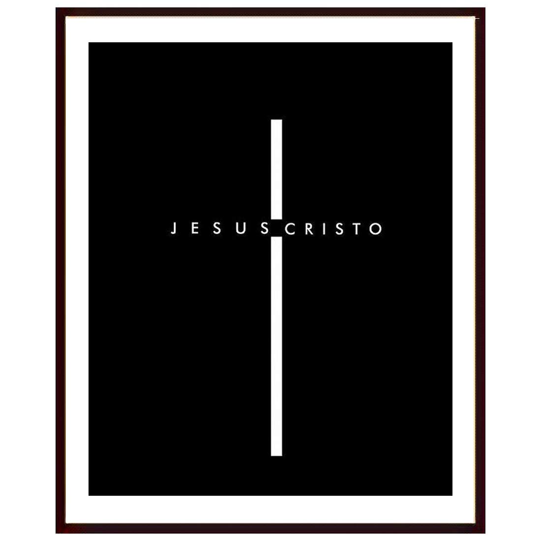 Art Jesus Christo Cross Sign Religious Design Photoframe|Matt Finished Print|Synthetic Wood frame without Glass| Frame for Living Room,Kitchen,Office,Restaurant Decoration|Gifting Purpose|Size (12x14)