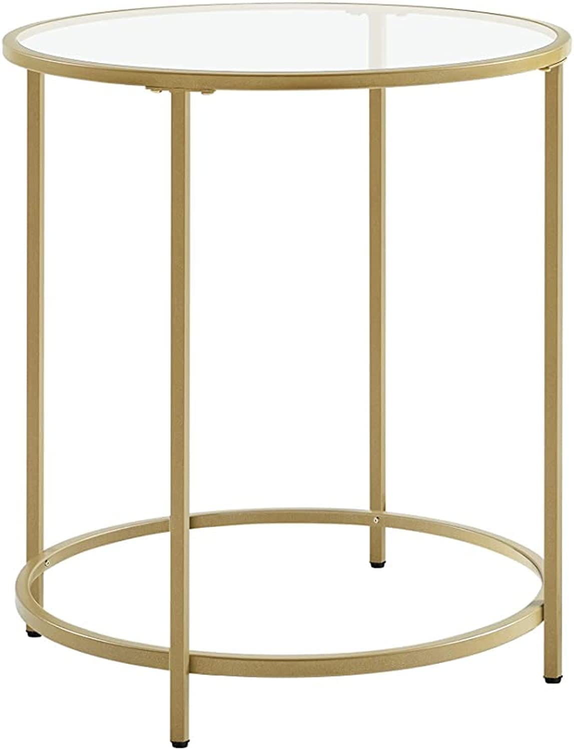 Mahmayi Console Table, Tempered Glass Table, Metal Frame, Sturdy, Adjustable Feet, for Living Room, Hallway, Golden