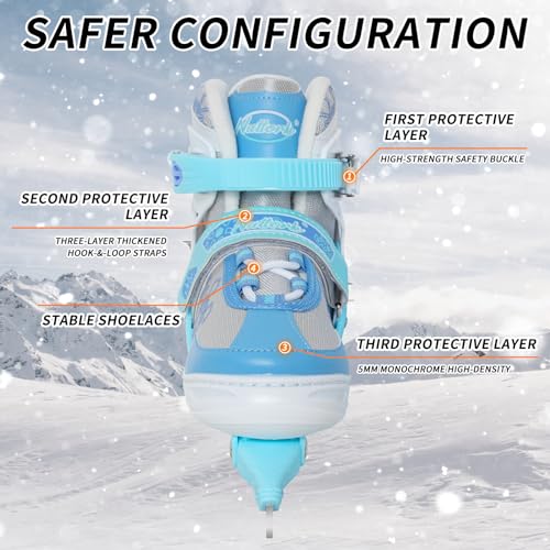 Nattork Blue Ice Skates For Kids, Boys And Girls, Hockey