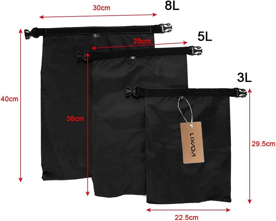 Lixada Bolsas Secas Impermeables, paquete de 3/5/6 con capacidad total 16 litros - Bolsas impermeables ligeras con cierre de enrollar para actividades al aire libre como kayak, camping, senderismo y deportes acuáticos miniatura 2