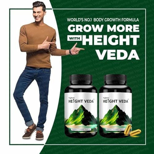 Image of Original Height Veda Supreme Formula Powder 400gm with Double Strength 30 Capsules (Pack of 3)