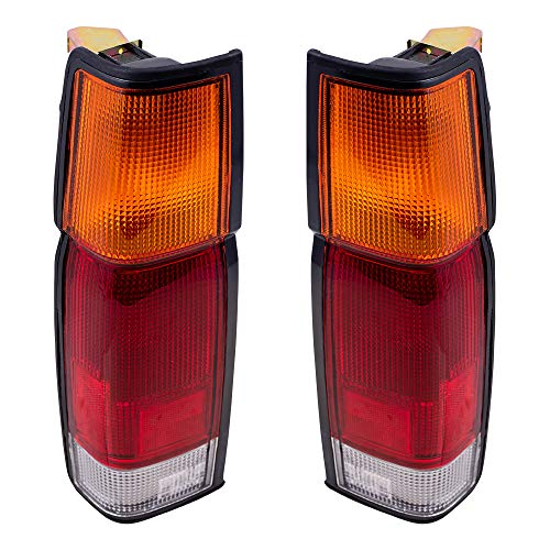 Brock Replacement Driver and Passenger Side Tail Light Assemblies Compatible with 1986-1994 D21 WITHOUT Dual Rear Wheels and 95-97 Pickup Truck B65553B300 B65503B300