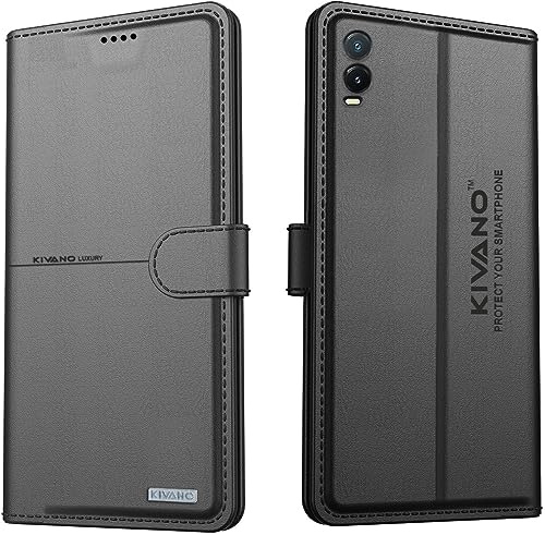 Image of KIVANO Compatible with Vivo T1x Flip Cover | Leather Finish | Inside Pockets & Inbuilt Stand | Shockproof Wallet Style Magnetic Closure Back Cover Case