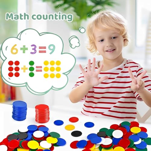 KUMSODE Pokerchips, 100 Pcs Plastechips Poker Chips Spielchips Bingo Plättchen Zahlen Wertmarken Jetons Spielmünzen für Mathe and Casino Spiele, Plastik Einkaufschip Einkaufswagenchip, 25 mm