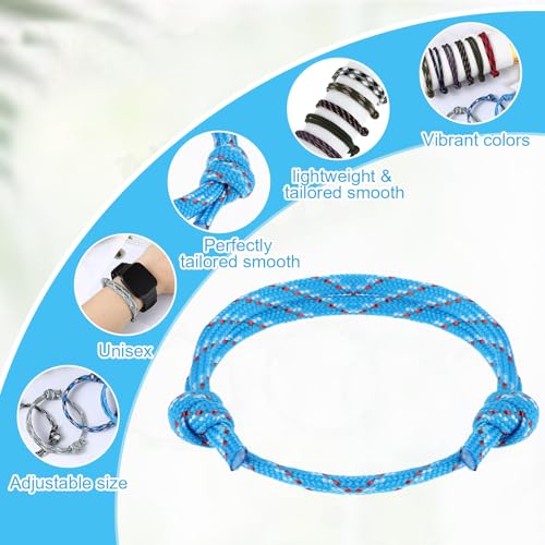 10pcs Colorful Handmade Braided Bracelets for Mens, Paracord Friendship Bracelet, Summer Beach Adjustable Size(10 Colors)3