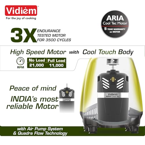 Image of Vidiem Victor Mixer Grinder for kitchen 600 Watt | 3 Stainless Steel Jars | Wet & Dry Grinding | Mixer for Masala, Chutney & Batter | Compact & Durable Kitchen Appliance | Green