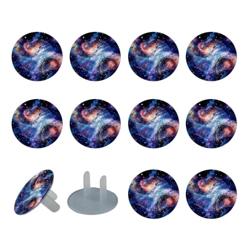24 Packs Galaxy Universe Planet Child Proof Outlet Covers Electrical Safety Socket Protection Caps for 2-Prong Power Wall Plates, Safe and Secure Plugs Protector
