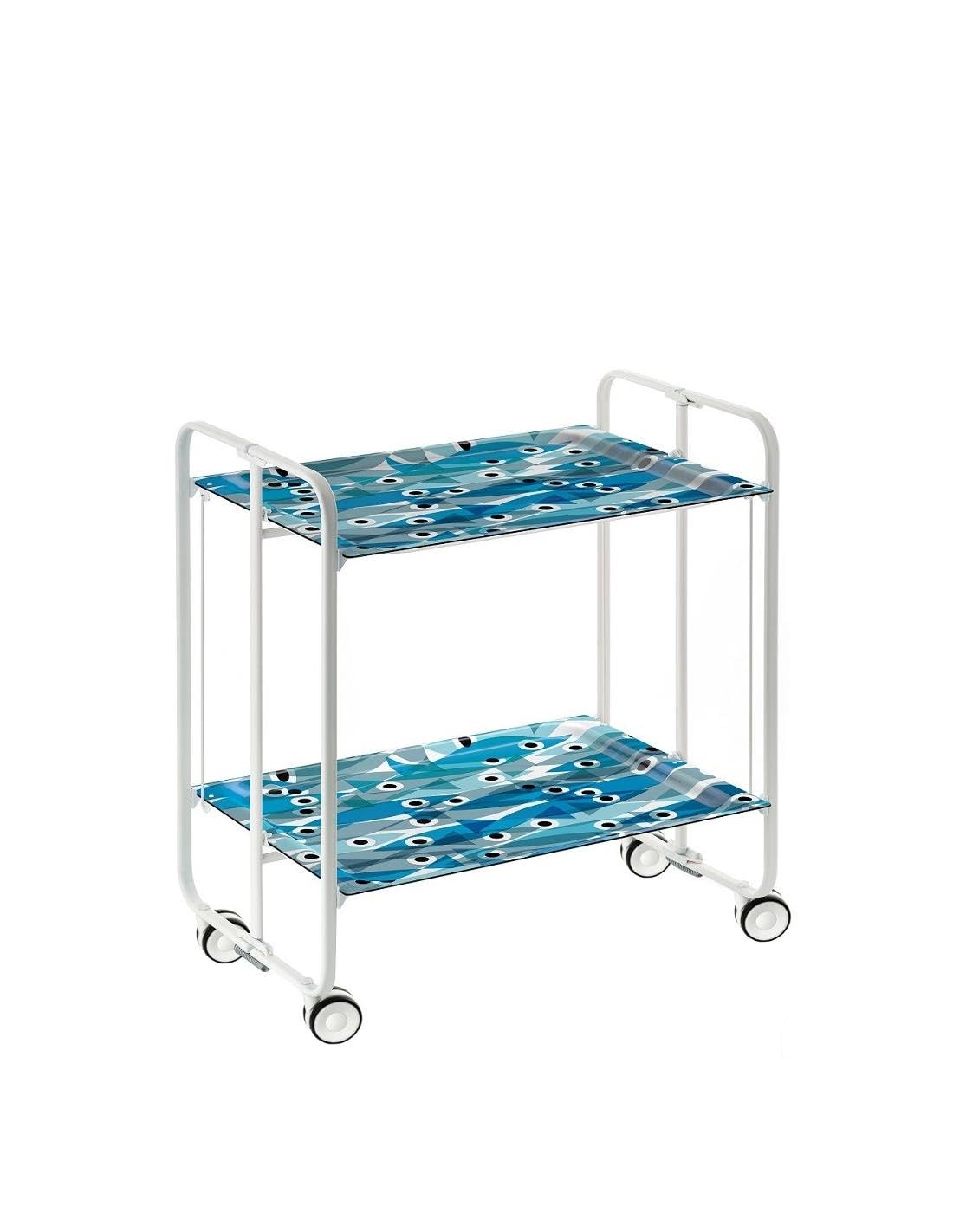 Mesa plegable con ruedas, chasis blanco, 65, talla única