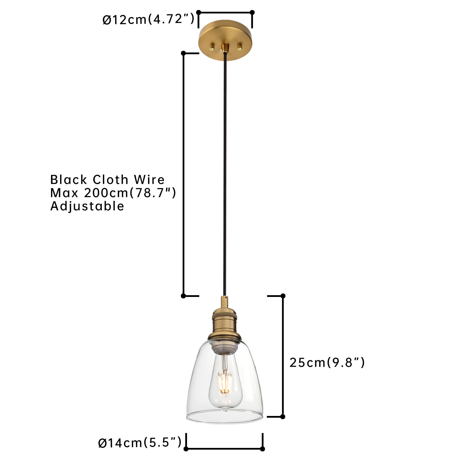 JIMUBEAM Industrial Glass Ceiling Pendant Light, Retro Loft Bar Hanging Lamp Fixture for Kitchen Island Dining Room - Image 2
