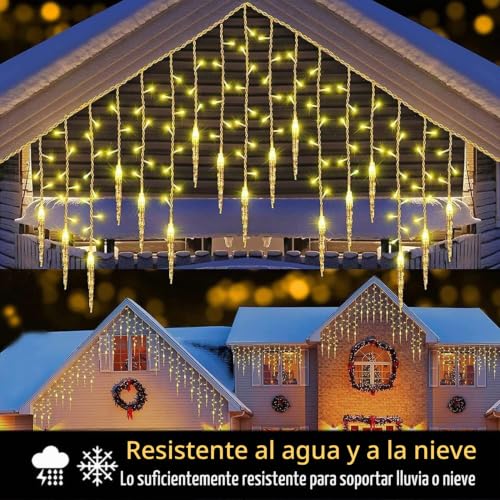 Luces solares de gotas de hielo de 4m para decoración navideña exterior 5