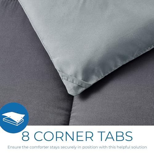Image of Nestl Comforter Duvet Insert 3 Piece, Quilted Down Alternative Comforter California King Size with 2 Pillow Shams All Season Grey /Light Grey Comforter Duvet Inserts Cal King Comforter with Corner Tabs
